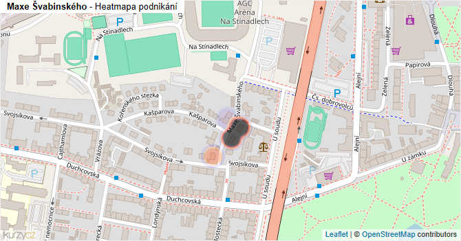 Maxe Švabinského - mapa podnikání