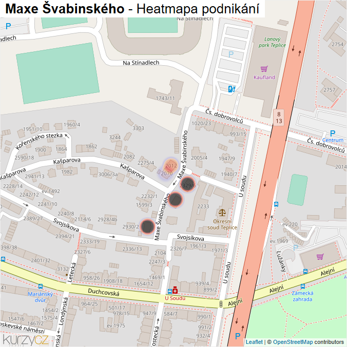 Mapa Maxe Švabinského - Firmy v ulici.