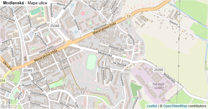 Modlanská - mapa ulice