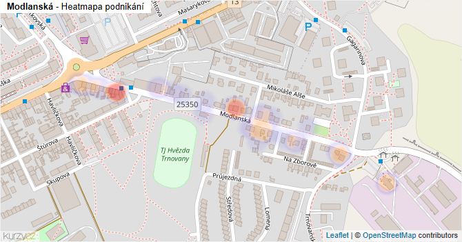 Modlanská - mapa podnikání