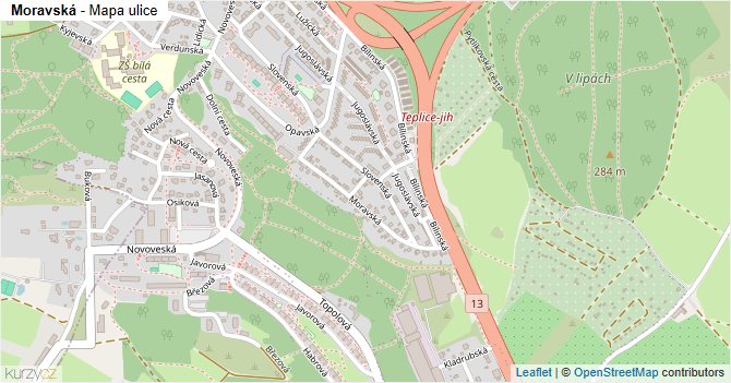 Moravská - mapa ulice