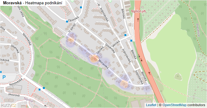 Moravská - mapa podnikání