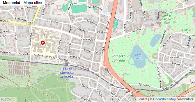 Mostecká - mapa ulice
