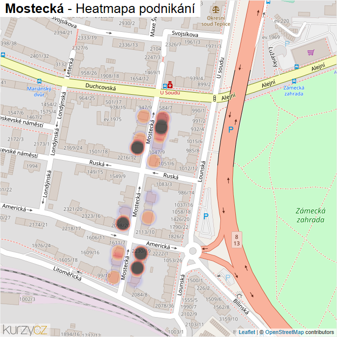 Mapa Mostecká - Firmy v ulici.