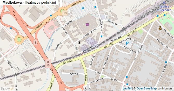 Myslbekova - mapa podnikání