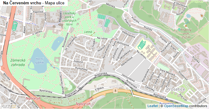 Na Červeném vrchu - mapa ulice