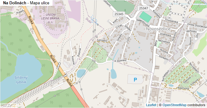 Na Dolinách - mapa ulice
