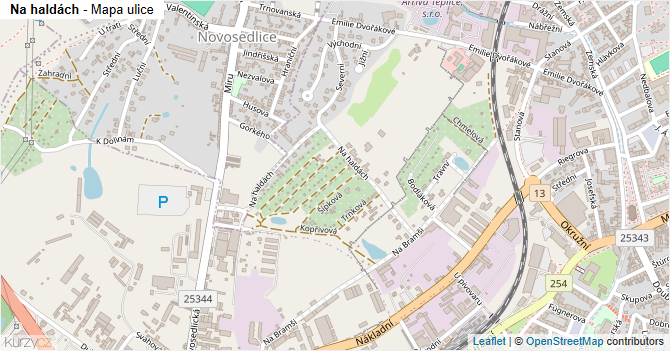 Na haldách - mapa ulice