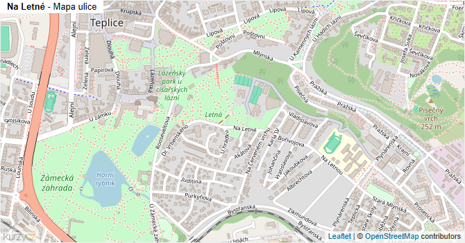 Na Letné - mapa ulice
