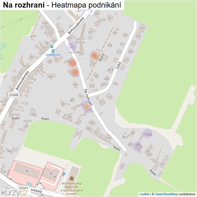 Mapa Na rozhraní - Firmy v ulici.
