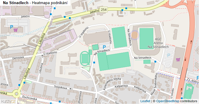 Na Stínadlech - mapa podnikání
