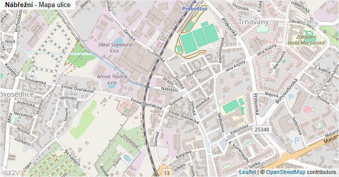 Nábřežní - mapa ulice