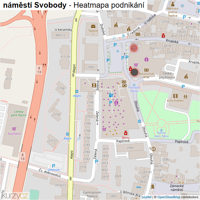 Mapa náměstí Svobody - Firmy v ulici.