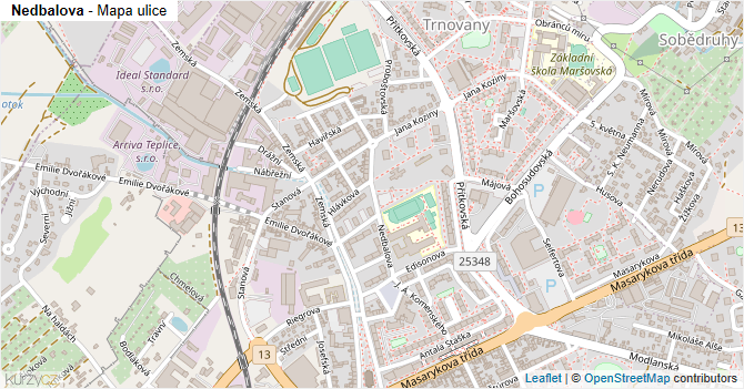 Nedbalova - mapa ulice