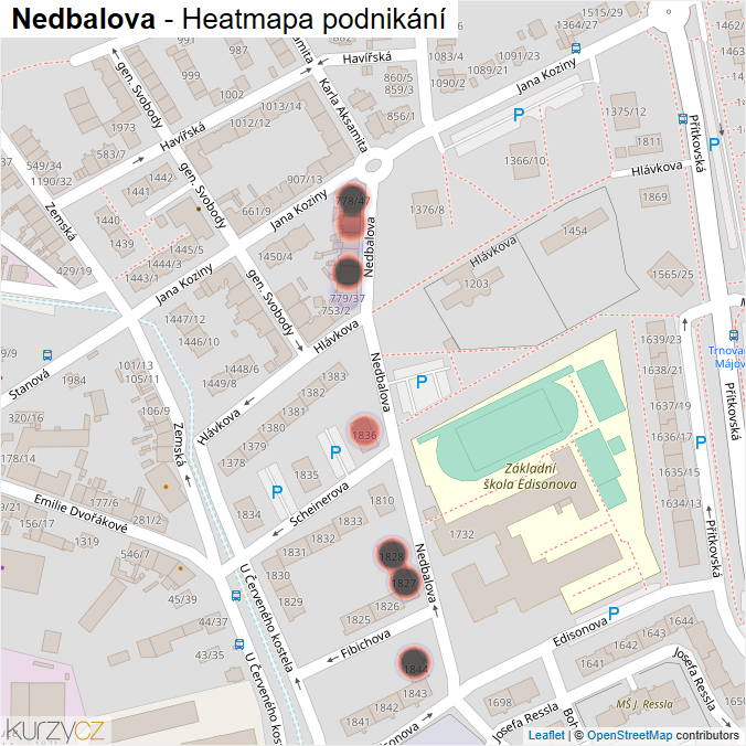 Mapa Nedbalova - Firmy v ulici.