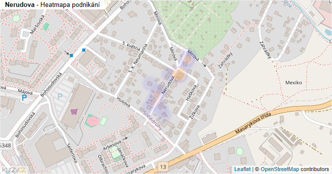 Nerudova - mapa podnikání
