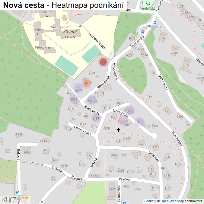 Mapa Nová cesta - Firmy v ulici.