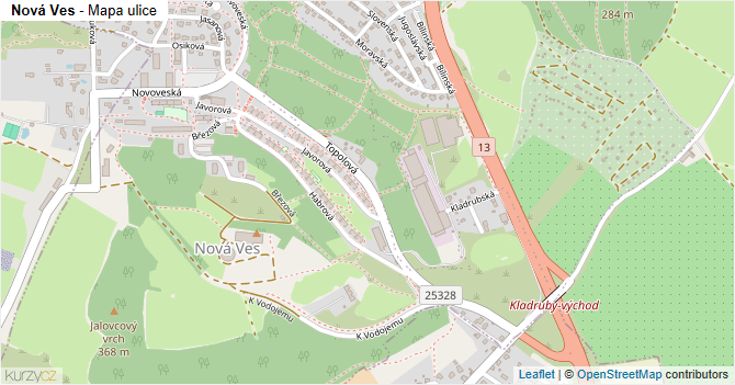 Nová Ves - mapa ulice