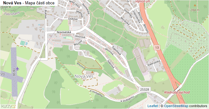 Nová Ves - mapa části obce