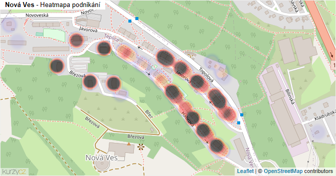 Nová Ves - mapa podnikání