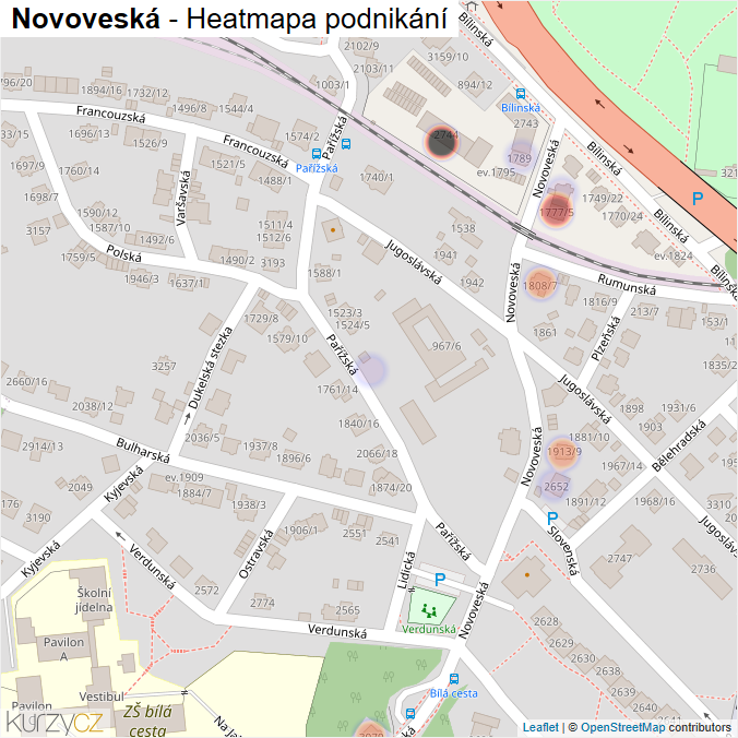 Mapa Novoveská - Firmy v ulici.