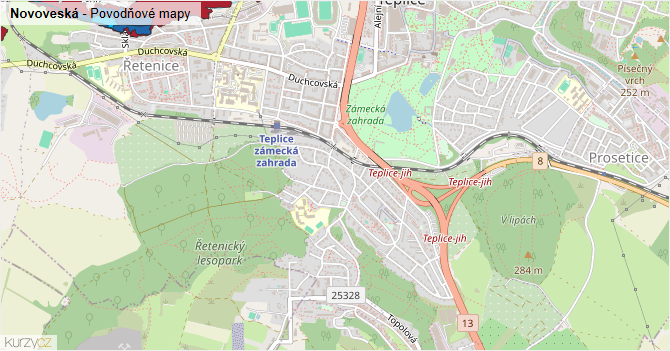 Novoveská - záplavové mapy stoleté vody