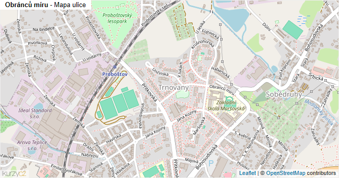 Obránců míru - mapa ulice