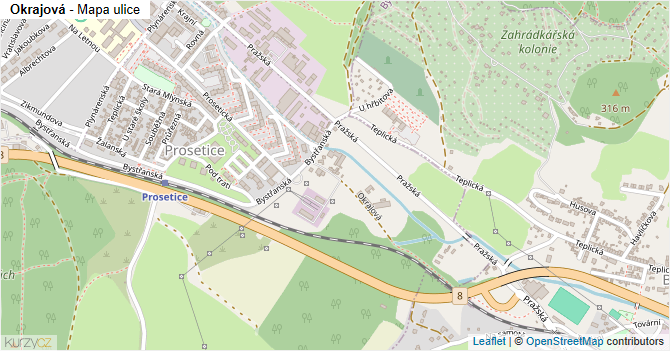 Okrajová - mapa ulice
