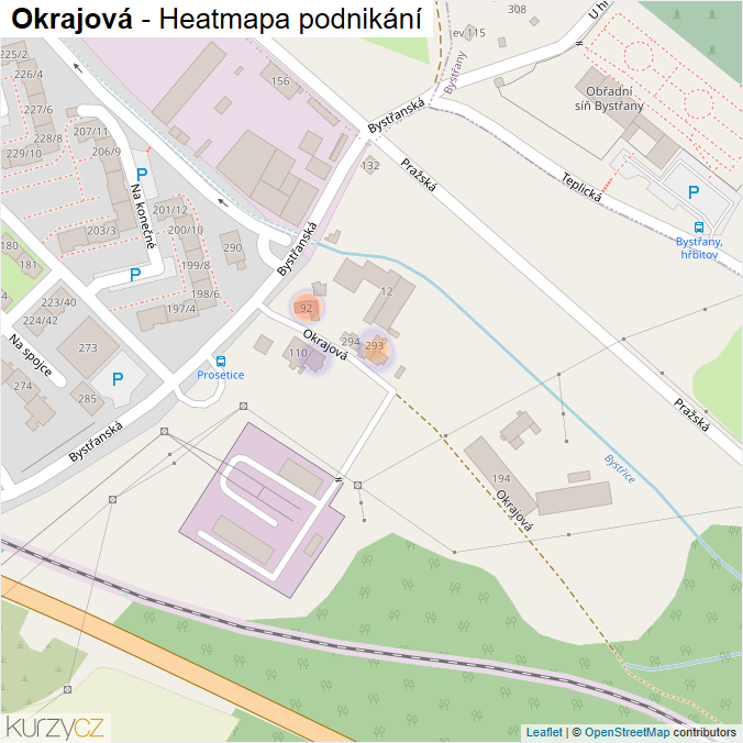 Mapa Okrajová - Firmy v ulici.