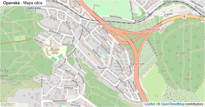 Opavská - mapa ulice