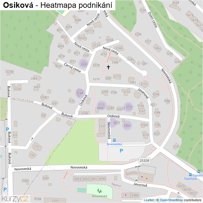 Mapa Osiková - Firmy v ulici.