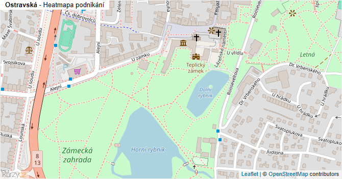 Ostravská - mapa podnikání