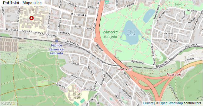 Pařížská - mapa ulice