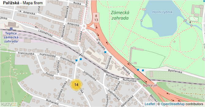 Pařížská - mapa firem