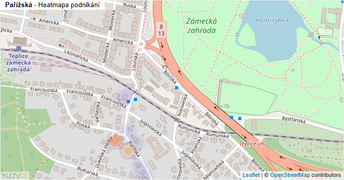 Pařížská - mapa podnikání