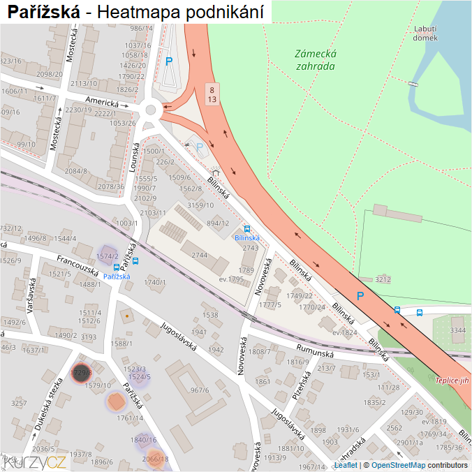 Mapa Pařížská - Firmy v ulici.