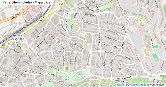 Petra Jilemnického - mapa ulice