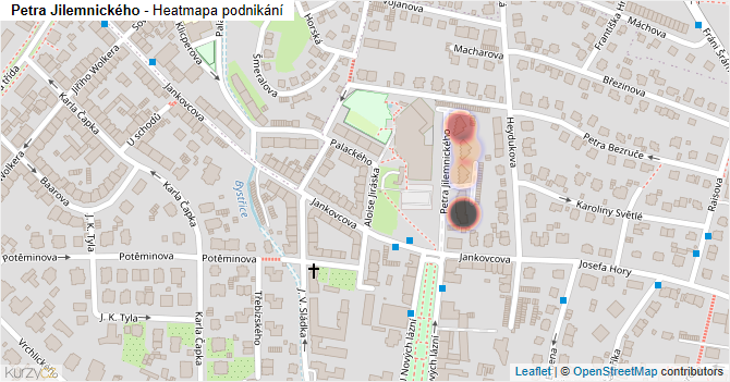 Petra Jilemnického - mapa podnikání