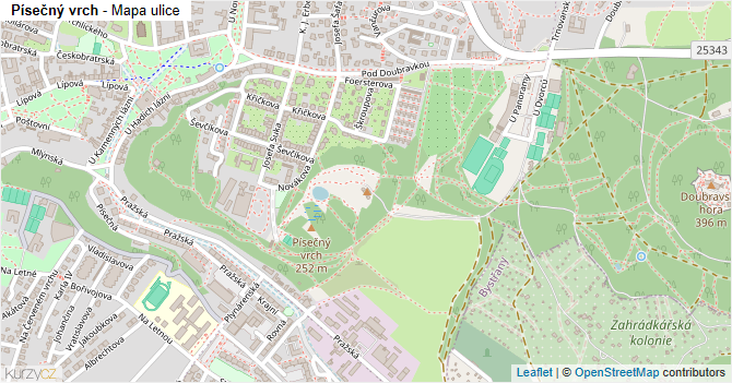 Písečný vrch - mapa ulice