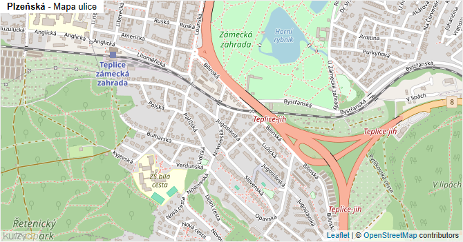 Plzeňská - mapa ulice