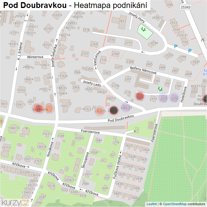 Mapa Pod Doubravkou - Firmy v ulici.