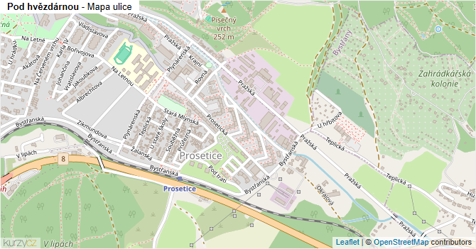 Pod hvězdárnou - mapa ulice