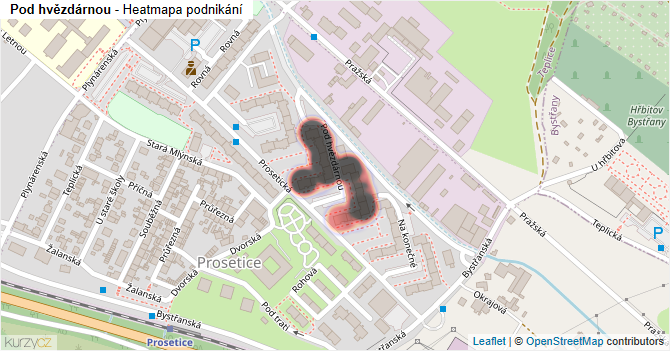 Pod hvězdárnou - mapa podnikání