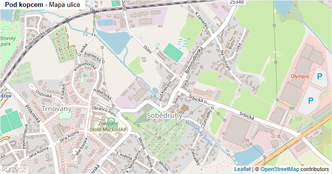 Pod kopcem - mapa ulice