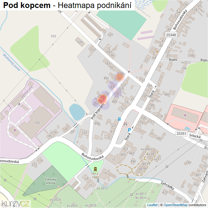 Mapa Pod kopcem - Firmy v ulici.
