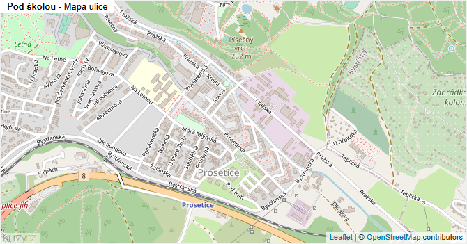 Pod školou - mapa ulice