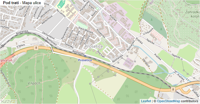 Pod tratí - mapa ulice