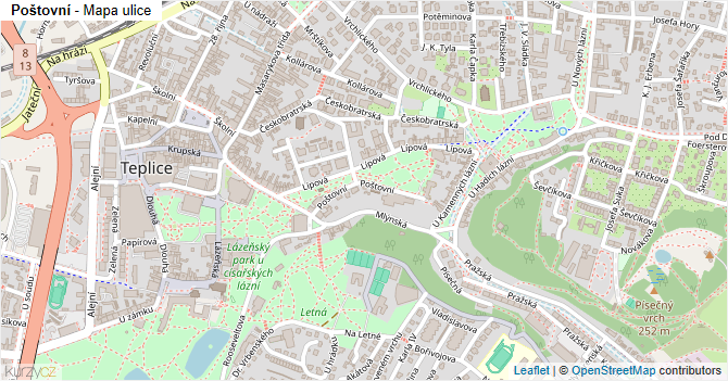 Poštovní - mapa ulice