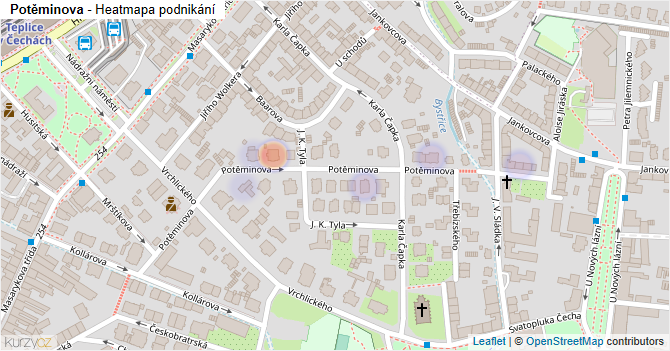 Potěminova - mapa podnikání