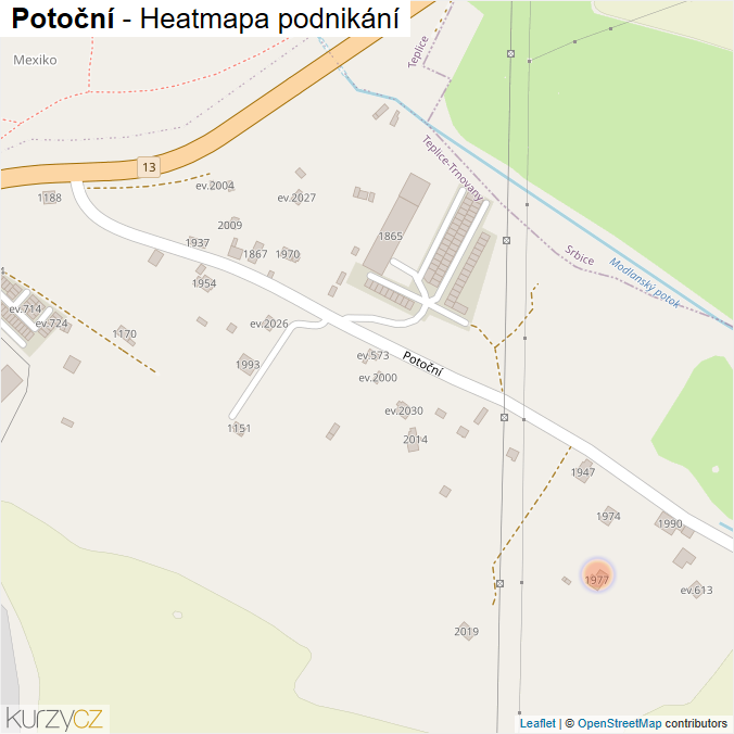 Mapa Potoční - Firmy v ulici.